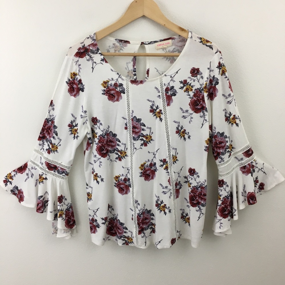 Urban Girl | Boho Bell Sleeved Floral Top
